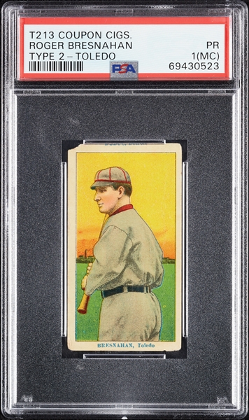 1914 T213 Coupon Cigarettes (Type 2) Roger Bresnahan Toledo PSA 1 (MC)