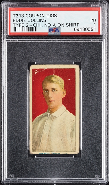 1914 T213 Coupon Cigarettes (Type 2) Eddie Collins Chi. No A On Shirt PSA 1