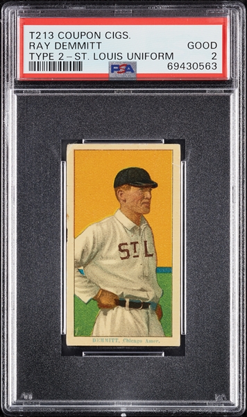 1914 T213 Coupon Cigarettes (Type 2) Ray Demmitt St. Louis Uniform PSA 2