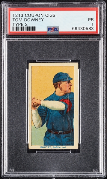 1914 T213 Coupon Cigarettes (Type 2) Tom Downey PSA 1