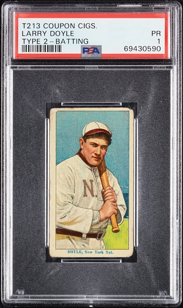 1914 T213 Coupon Cigarettes (Type 2) Larry Doyle Batting PSA 1