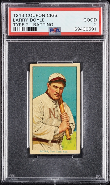 1914 T213 Coupon Cigarettes (Type 2) Larry Doyle Batting PSA 2