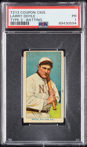 1914 T213 Coupon Cigarettes (Type 2) Larry Doyle Batting PSA 1