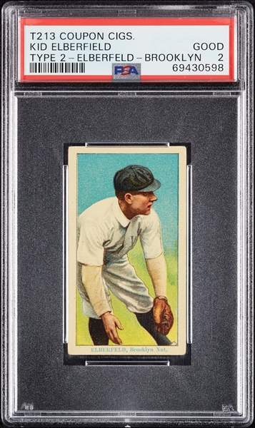 1914 T213 Coupon Cigarettes (Type 2) Kid Elberfield Elberfeld, Brooklyn PSA 2
