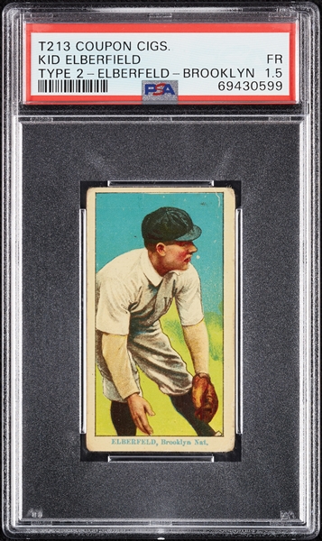 1914 T213 Coupon Cigarettes (Type 2) Kid Elberfield Elberfeld, Brooklyn PSA 1.5