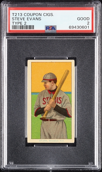 1914 T213 Coupon Cigarettes (Type 2) Steve Evans PSA 2