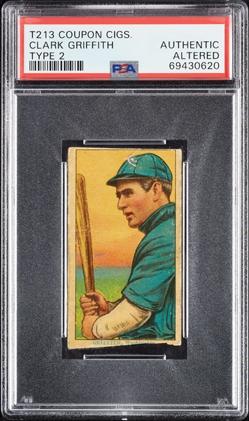 1914 T213 Coupon Cigarettes (Type 2) Clark Griffith PSA Authentic