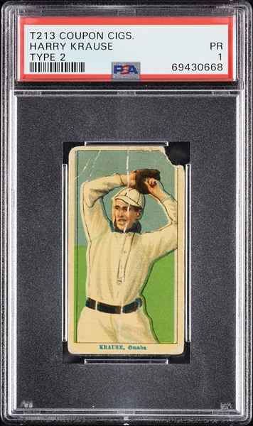 1914 T213 Coupon Cigarettes (Type 2) Harry Krause PSA 1