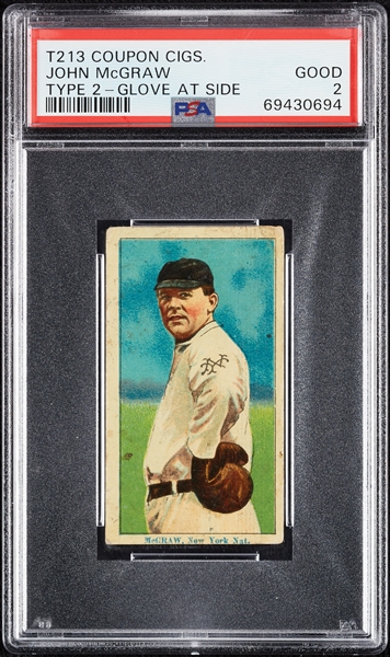 1914 T213 Coupon Cigarettes (Type 2) John McGraw Glove At Side PSA 2