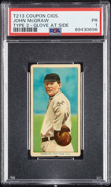 1914 T213 Coupon Cigarettes (Type 2) John McGraw Glove At Side PSA 1