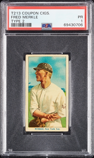 1914 T213 Coupon Cigarettes (Type 2) Fred Merkle PSA 1