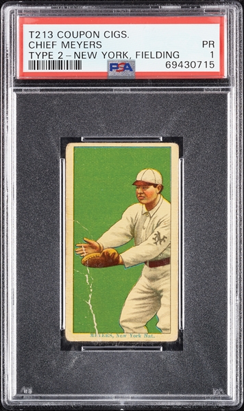 1914 T213 Coupon Cigarettes (Type 2) Chief Meyers New York, Fielding PSA 1