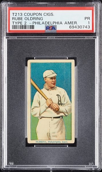 1914 T213 Coupon Cigarettes (Type 2) Rube Oldring Philadelphia Amer. PSA 1