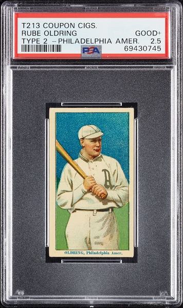 1914 T213 Coupon Cigarettes (Type 2) Rube Oldring Philadelphia Amer. PSA 2.5