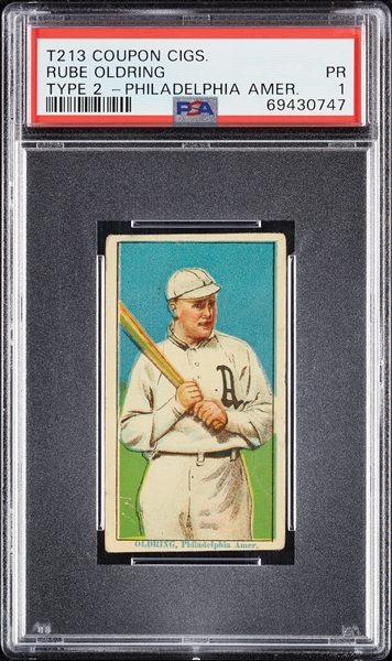 1914 T213 Coupon Cigarettes (Type 2) Rube Oldring Philadelphia Amer. PSA 1