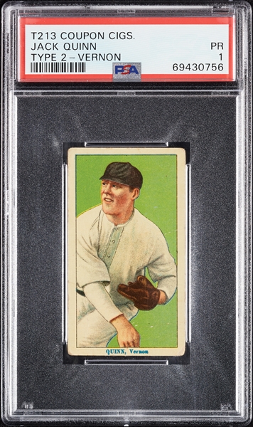 1914 T213 Coupon Cigarettes (Type 2) Jack Quinn Vernon PSA 1