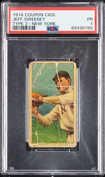 1914 T213 Coupon Cigarettes (Type 2) Jeff Sweeney New York PSA 1