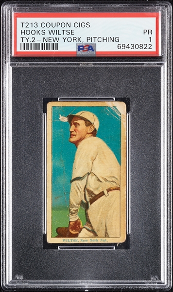 1914 T213 Coupon Cigarettes (Type 2) Hooks Wiltse New York, Pitching PSA 1