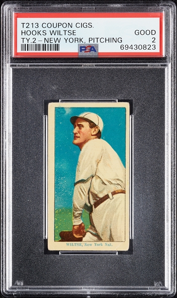 1914 T213 Coupon Cigarettes (Type 2) Hooks Wiltse New York, Pitching PSA 2