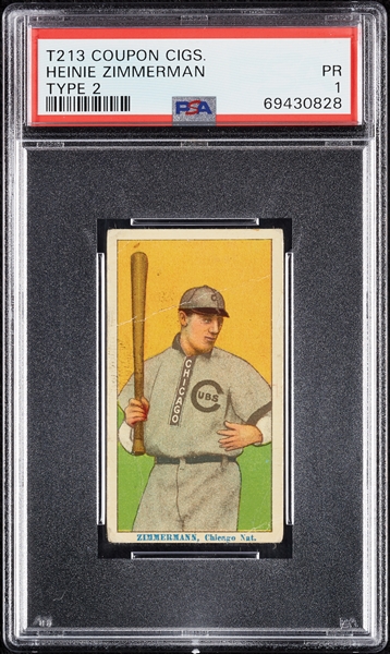 1914 T213 Coupon Cigarettes (Type 2) Heinie Zimmerman PSA 1