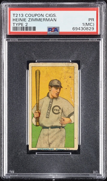 1914 T213 Coupon Cigarettes (Type 2) Heinie Zimmerman PSA 1 (MC)