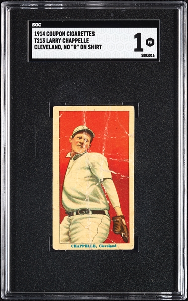 1914 T213 Coupon Cigarettes (Type 2) Larry Chappelle Cleveland, No R On Shirt SGC 1