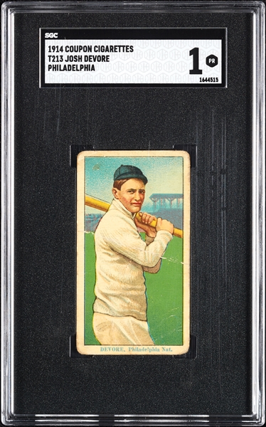 1914 T213 Coupon Cigarettes (Type 2) Josh Devore Philadelphia SGC 1