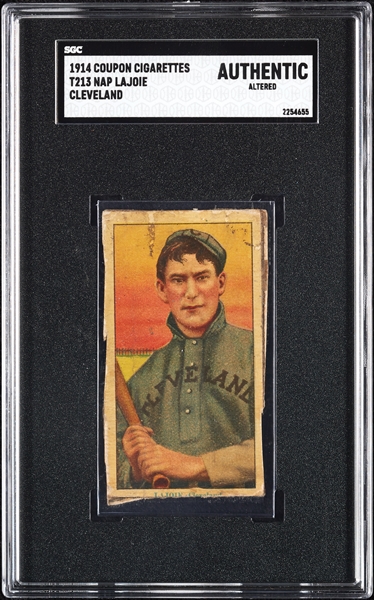 1914 T213 Coupon Cigarettes (Type 2) Nap Lajoie Cleveland SGC Authentic 