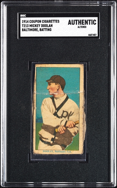 1914 T213 Coupon Cigarettes (Type 2) Mickey Doolan Baltimore, Batting SGC Authentic