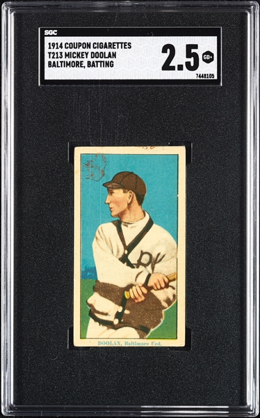 1914 T213 Coupon Cigarettes (Type 2) Mickey Doolan Baltimore, Batting SGC 2.5