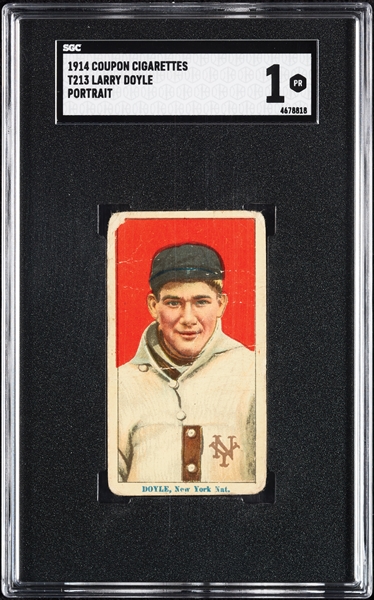 1914 T213 Coupon Cigarettes (Type 2) Larry Doyle Portrait SGC 1