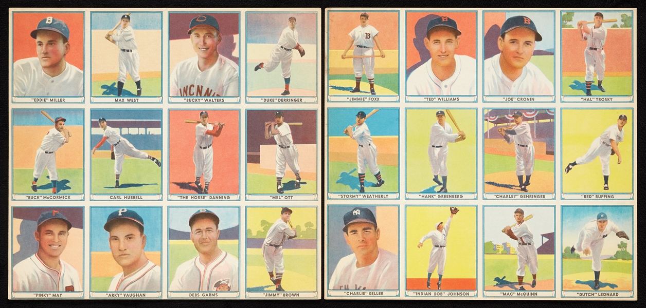 1941 Play Ball Paper Uncut Sheets, 9 HOFers (2)