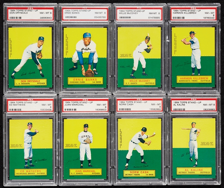 Super-High-Grade 1964 Topps Stand-Ups, Mantle CTA 8, Mays PSA 7, Rest are PSA 8s (77)