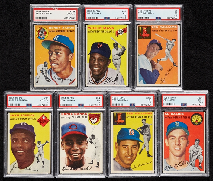 1954 Topps Baseball Complete Set, Keys PSA Slabbed, Aaron PSA 2 (250)