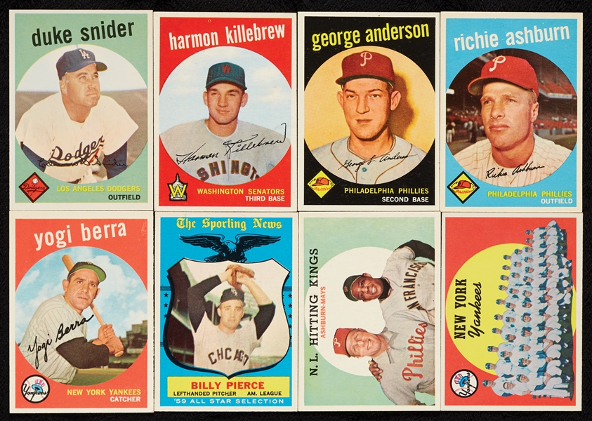 Incredible High-Grade 1959 Topps Baseball Complete Set, 405 PSA 8’s - Mantle PSA 7 and Gibson RC PSA 6 (572)