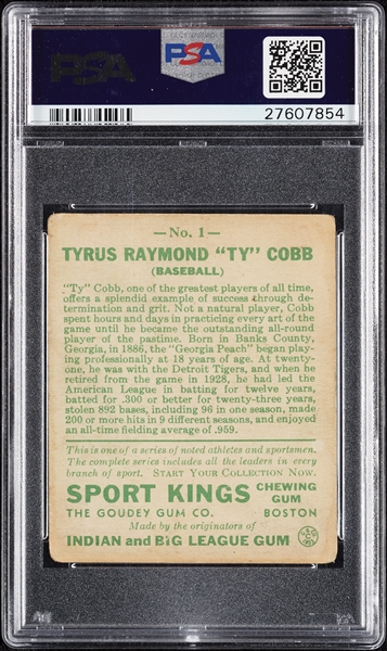 1933 Sport Kings Ty Cobb No. 1 PSA 3