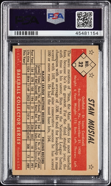 1953 Bowman Color Stan Musial No. 32 PSA 5