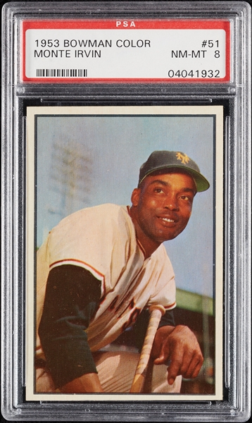 1953 Bowman Color Monte Irvin No. 51 PSA 8