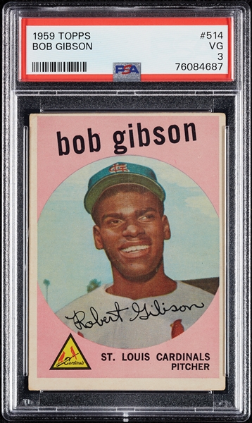 1959 Topps Bob Gibson RC No. 514 PSA 3