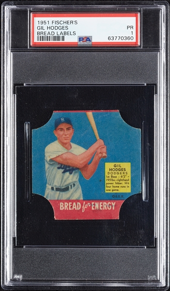 1951 Fischer's Bread Labels Gil Hodges PSA 1