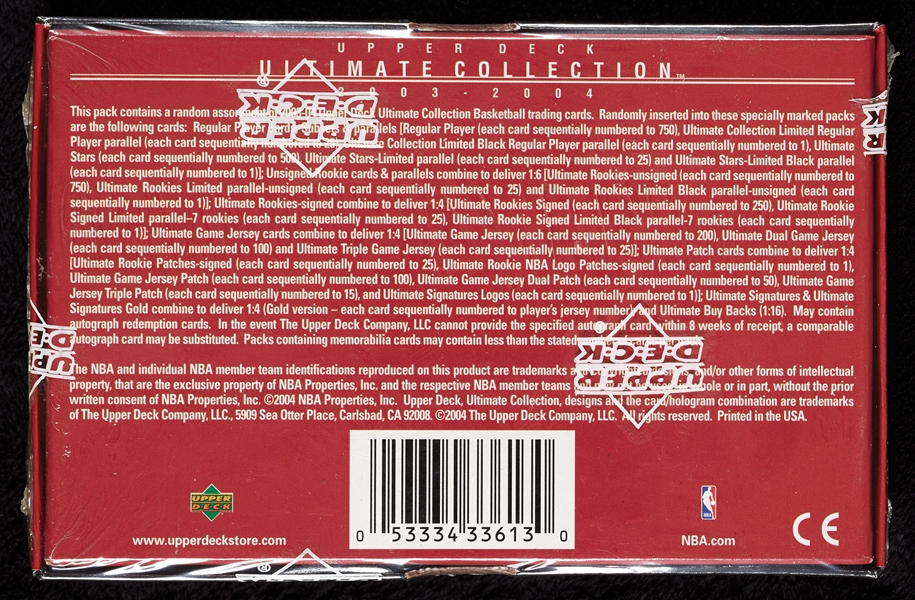 2003-04 UD Ultimate Collection Basketball Box 