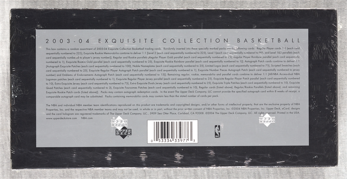 2003-04 Upper Deck Exquisite Basketball Factory-Sealed Hobby Box - Possible LeBron James Auto/Patch RC!