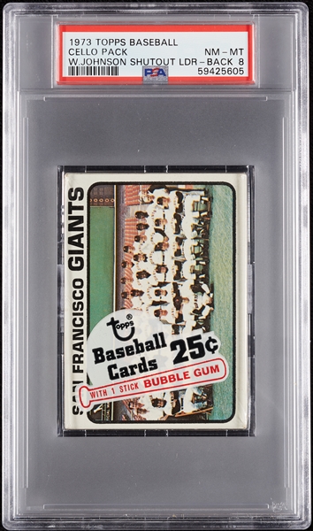 1973 Topps Baseball Cello Pack - Walter Johnson Shutout Leader Back (Graded PSA 8)