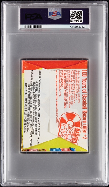 1973 Topps Baseball 4th Series Wax Pack - Gaylord Perry Back (Graded PSA 8)