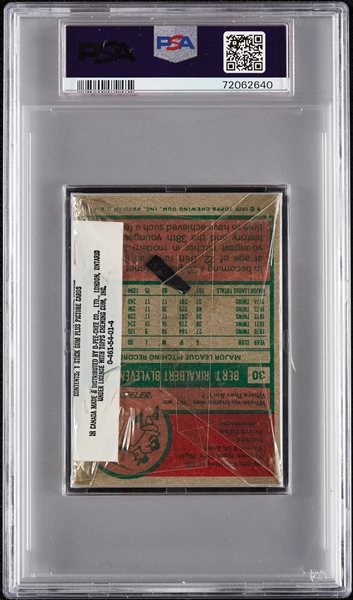 1975 Topps Baseball Cello Pack - Bert Blyleven Back (Graded PSA 5)