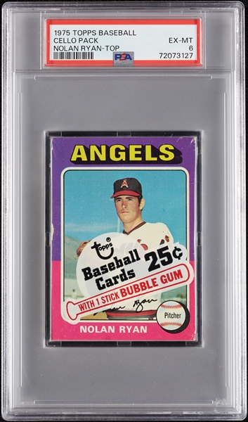 1975 Topps Baseball Cello Pack - Nolan Ryan Top (Graded PSA 6)