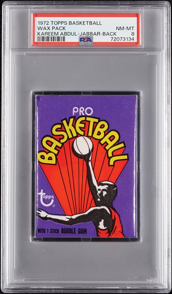 1972 Topps Basketball Wax Pack - Kareem Abdul-Jabbar Back (Graded PSA 8)