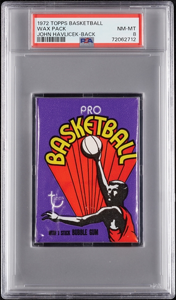 1972 Topps Basketball Wax Pack - John Havlicek Back (Graded PSA 8)