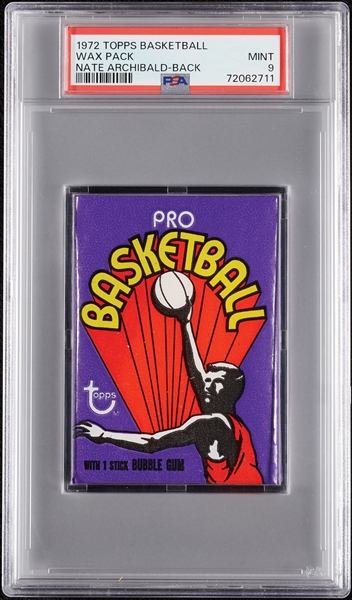 1972 Topps Basketball Wax Pack - Nate Archibald Back (Graded PSA 9)