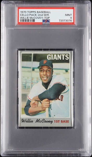 1970 Topps Baseball 2nd Series Cello Pack - Willie McCovey Top (Graded PSA 9)